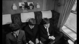 The music is heard briefly during a scene aboard a train in "A Hard Day's Night."
